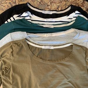 Set of 5 long sleeve small shoe nursing tops